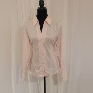 Calvin Klein Size 8 Light Pink Non-Iron Cotton Button-Up Shirt